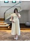 (ÖN SİPARİŞ)SARI TAŞ DETAY ELBİSE -EU3220