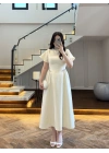 (ÖN SİPARİŞ)SARI TAŞ DETAY ELBİSE -EU3220
