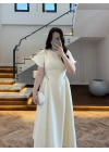 (ÖN SİPARİŞ)SARI TAŞ DETAY ELBİSE -EU3220
