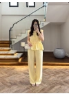 SARI TENSEL NEVÜRLÜ BLUZ PANTOLON TAKIM-250483