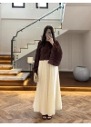 SARI TENSEL TERS DİKİŞLİ ETEK -D31045