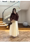 SARI TENSEL TERS DİKİŞLİ ETEK -D31045