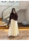 SARI TENSEL TERS DİKİŞLİ ETEK -D31045