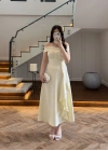 SARI VOLAN PARÇALI ELBİSE -EU3208
