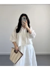 SHAY MÜSLİN BEYAZ CROP GÖMLEK