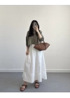 SHAY MÜSLİN HAKİ CROP GÖMLEK
