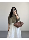 SHAY MÜSLİN HAKİ CROP GÖMLEK