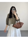 SHAY MÜSLİN HAKİ CROP GÖMLEK