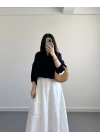 SHAY MÜSLİN LACİVERT CROP GÖMLEK