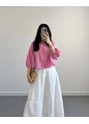 SHAY MÜSLİN PEMBE CROP GÖMLEK