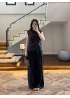 SİYAH ASİMETRİK DÜĞMELİ TENSEL TAKIM-26Y277