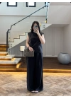 SİYAH ASİMETRİK DÜĞMELİ TENSEL TAKIM-26Y277