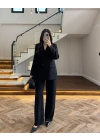 SİYAH BAĞLAMA DETAYLI BLAZER CEKET -7657