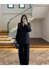 SİYAH BAĞLAMA DETAYLI BLAZER CEKET -7657