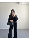 SİYAH BELİ BÜZGÜ İPLİ MODAL TAKIM