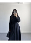 SİYAH BELİ KUŞAKLI MAKSİ ELBİSE