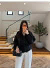 SİYAH DANTELLİ İŞLEMELİ TASARIM CEKET-9773