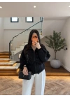SİYAH DANTELLİ İŞLEMELİ TASARIM CEKET-9773