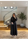 SİYAH FULAR DETAY ELBİSE -2348