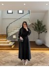 SİYAH FULAR DETAY ELBİSE -2348