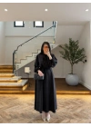 SİYAH FULAR DETAY ELBİSE -2348