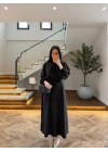 SİYAH FULAR DETAY ELBİSE -2348