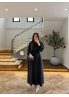 SİYAH FULAR DETAY ELBİSE -2348