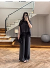 SİYAH GARNİLİ BLUZ PANTOLON TAKIM -51420