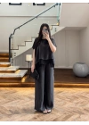 SİYAH GARNİLİ BLUZ PANTOLON TAKIM -51420