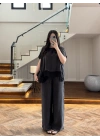 SİYAH GARNİLİ BLUZ PANTOLON TAKIM -51420