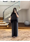 SİYAH GARNİLİ BLUZ PANTOLON TAKIM -51420