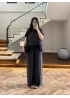SİYAH GARNİLİ BLUZ PANTOLON TAKIM -51420
