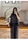 SİYAH GARNİLİ BLUZ PANTOLON TAKIM -51420