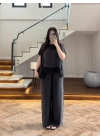 SİYAH GARNİLİ BLUZ PANTOLON TAKIM -51420