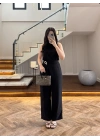 SİYAH HALTER YAKA BLUZ TAKIM-9160