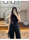 SİYAH HALTER YAKA BLUZ TAKIM-9160