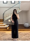 SİYAH HALTER YAKA BLUZ TAKIM-9160