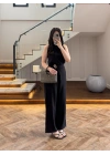 SİYAH HALTER YAKA BLUZ TAKIM-9160