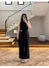 SİYAH HALTER YAKA BLUZ TAKIM-9160