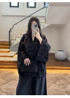 SİYAH İP BAĞCIKLI BRODELİ GÖMLEK -5096