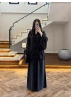 SİYAH İP BAĞCIKLI BRODELİ GÖMLEK -5096