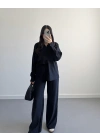 SİYAH KADİFEMSİ DOKULU GÖMLEK TAKIM