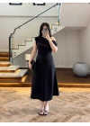 SİYAH KAYIK YAKA ELBİSE -8722