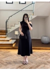 SİYAH KAYIK YAKA ELBİSE -8722
