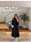 SİYAH KAYIK YAKA SATEN ELBİSE -26K5402