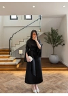 SİYAH KAYIK YAKA SATEN ELBİSE -26K5402