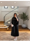 SİYAH KAYIK YAKA SATEN ELBİSE -26K5402