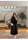SİYAH KAYIK YAKA SATEN ELBİSE -26K5402