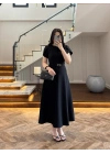 SİYAH KEMERLİ ELBİSE -4064