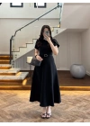 SİYAH KEMERLİ ELBİSE -4064